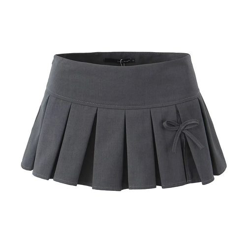 Bow Pleated Mini Skirt