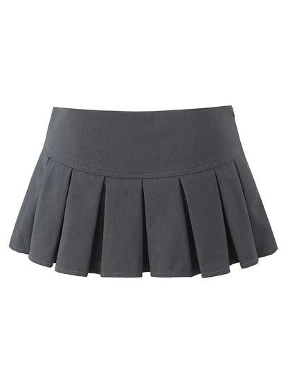 Bow Pleated Mini Skirt