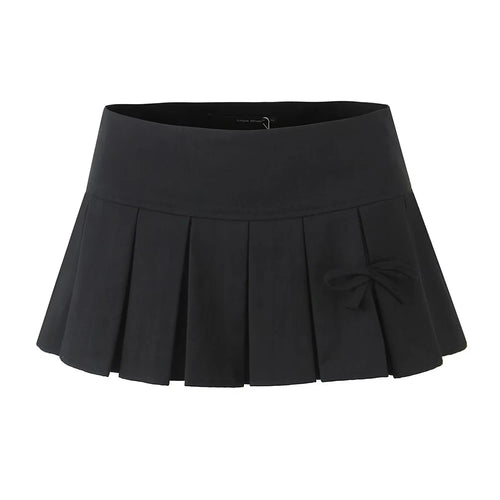 Bow Pleated Mini Skirt